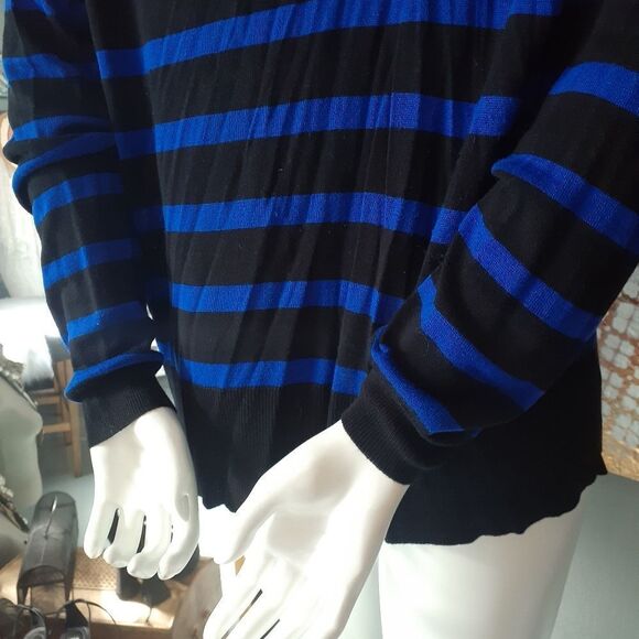 Zara Black and Blue Striped Women's Sweater - Picture 4 of 11